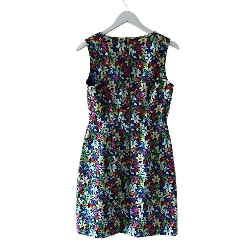 Kate Spade Mira In Full Bloom Floral Sheath Bright Blue Silk SZ 6 #2120